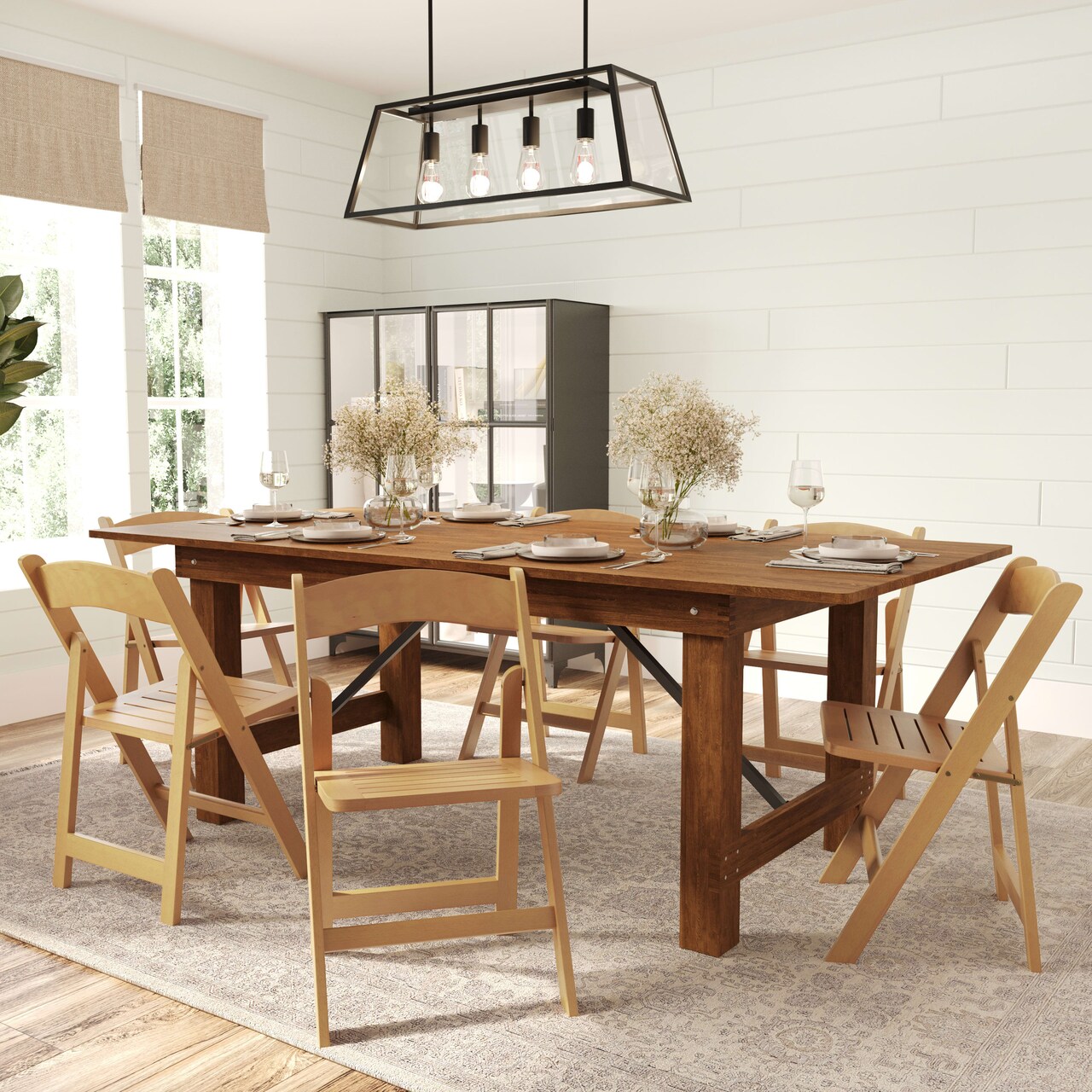 Merrick Lane Nathan Set of 2 Solid Wood Dining Chairs with Foldable Design and Elegant Finish